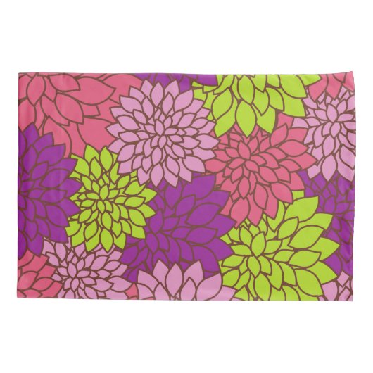 Dahlia-Blume, farbenfrohe Blume, Blumenmuster Kissenbezug (Rückseite)