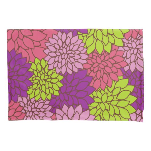 Dahlia-Blume, farbenfrohe Blume, Blumenmuster Kissenbezug (Vorderseite)