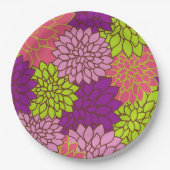 Dahlia-Blume, farbenfrohe Blume, Blumenmuster Pappteller (Vorderseite)