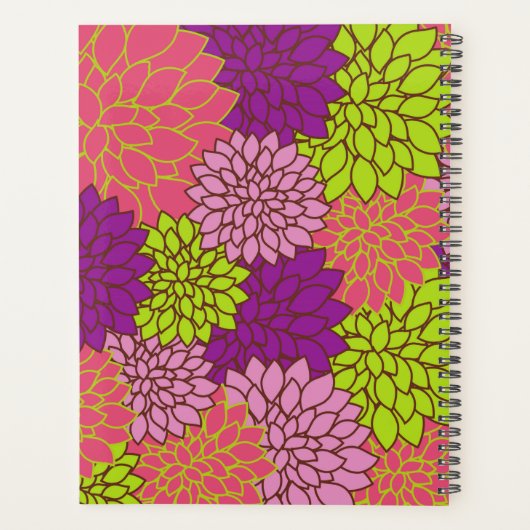 Dahlia-Blume, farbenfrohe Blume, Blumenmuster Planer (Rückseite)