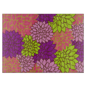 Dahlia-Blume, farbenfrohe Blume, Blumenmuster Schneidebrett
