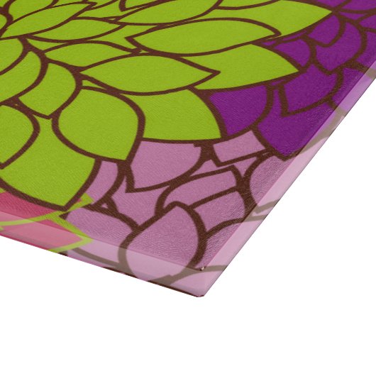 Dahlia-Blume, farbenfrohe Blume, Blumenmuster Schneidebrett (Ecke)