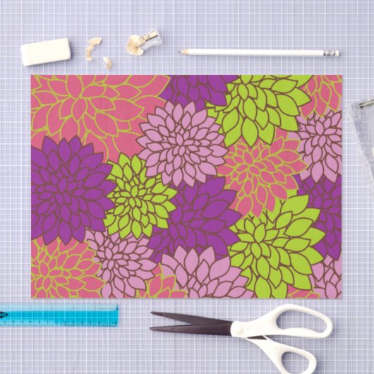 Dahlia-Blume, farbenfrohe Blume, Blumenmuster Seidenpapier (Handwerk)