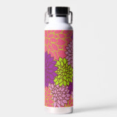 Dahlia-Blume, farbenfrohe Blume, Blumenmuster Trinkflasche (Vorne)