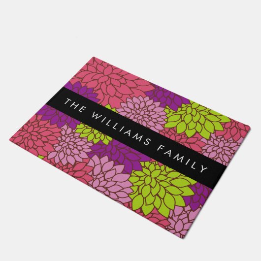 Dahlia Blume, farbenfrohe Blume, Ihr Name Fußmatte (Schrägansicht)