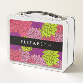 Dahlia Blume, farbenfrohe Blume, Ihr Name Metall Brotdose (Rückseite)