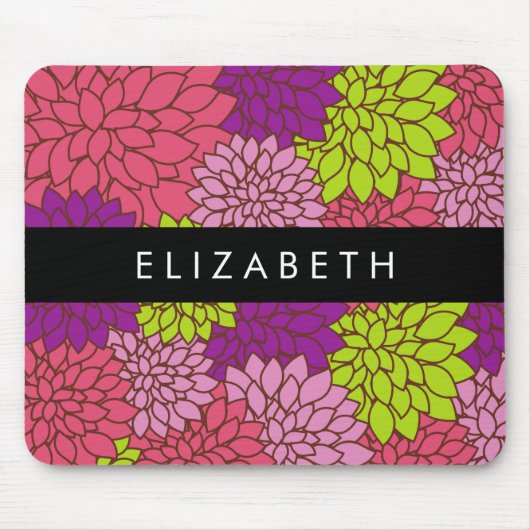 Dahlia Blume, farbenfrohe Blume, Ihr Name Mousepad (Vorne)