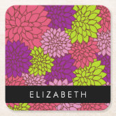 Dahlia Blume, farbenfrohe Blume, Ihr Name Rechteckiger Pappuntersetzer (Vorderseite)