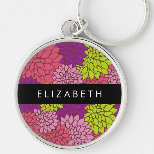 Dahlia Blume, farbenfrohe Blume, Ihr Name Schlüsselanhänger (Vorne)