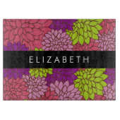 Dahlia Blume, farbenfrohe Blume, Ihr Name Schneidebrett (Vorderseite)