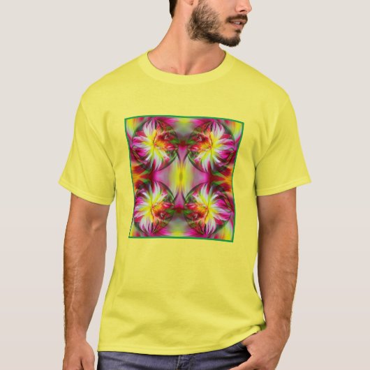 Dahlia Blume Floral Abstrakt Art T-Shirt (Vorderseite)