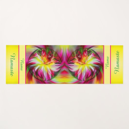 Dahlia Blume Floral Abstrakt Personalisiert Yogamatte (Vorderseite (Horizontal))