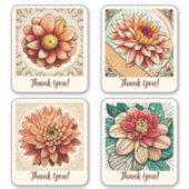 Dahlia Blume Groovy Retro Personalisiert Aufkleber (Vorderseite)