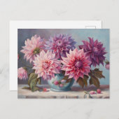 Dahlia Blume in einer Vase Still Life Illustration Postkarte (Vorne/Hinten)