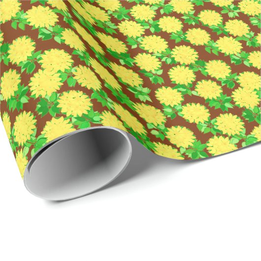 Dahlia-Blume in Gelb und Schokolade Geschenkpapier (Rolleneckpunkt)