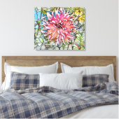 Dahlia-Blume Leinwanddruck (Insitu (Schlafzimmer))