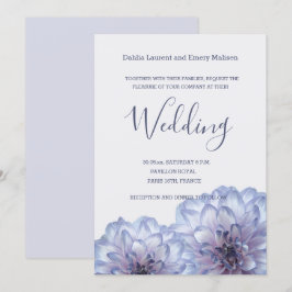 Dahlia Blume Lilac Blue Gray Hochzeit Einladung