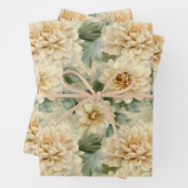 Dahlia Blume Muster mit Grünpflanzen Geschenkpapier Set (Beispiel)