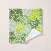 Dahlia-Blume, Muster von Blume, grüner Dahlia Badhandtuch Set (Waschlappen)