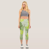 Dahlia-Blume, Muster von Blume, grüner Dahlia Capri Leggings (Vorderseite)