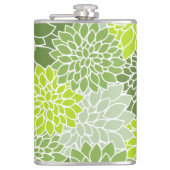 Dahlia-Blume, Muster von Blume, grüner Dahlia Flachmann (Vorderseite)