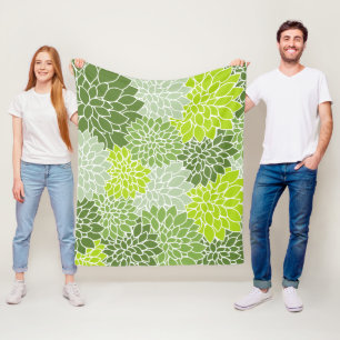 Dahlia-Blume, Muster von Blume, grüner Dahlia Fleecedecke