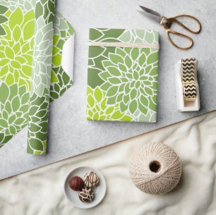 Dahlia-Blume, Muster von Blume, grüner Dahlia Geschenkpapier