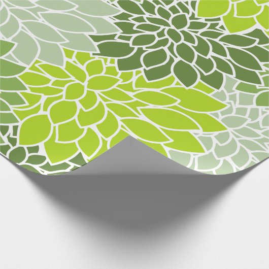 Dahlia-Blume, Muster von Blume, grüner Dahlia Geschenkpapier (Ecke)