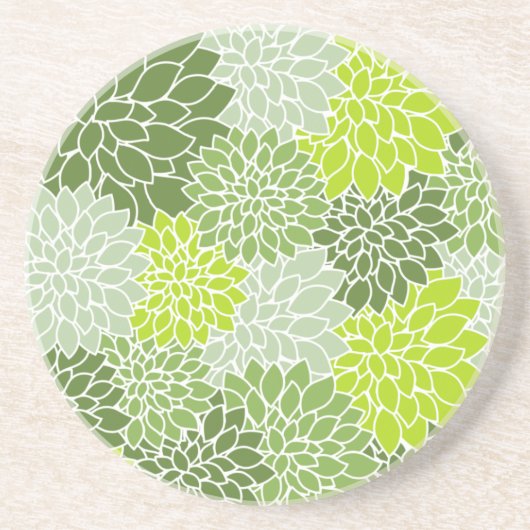 Dahlia-Blume, Muster von Blume, grüner Dahlia Getränkeuntersetzer (Vorne)