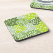 Dahlia-Blume, Muster von Blume, grüner Dahlia Getränkeuntersetzer (Linke Seite)