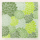 Dahlia-Blume, Muster von Blume, grüner Dahlia Glasuntersetzer (Vorderseite)