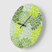 Dahlia-Blume, Muster von Blume, grüner Dahlia Große Wanduhr (Winkel)
