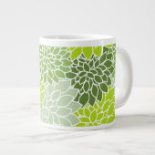 Dahlia-Blume, Muster von Blume, grüner Dahlia Jumbo-Tasse (Vorderseite Rechts)