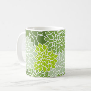 Dahlia-Blume, Muster von Blume, grüner Dahlia Kaffeetasse