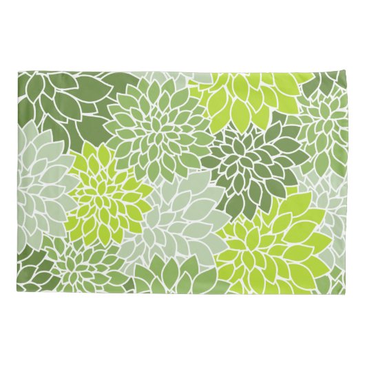 Dahlia-Blume, Muster von Blume, grüner Dahlia Kissenbezug (Rückseite)