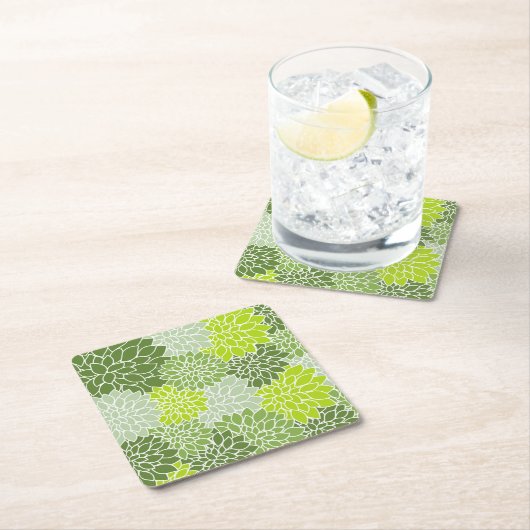Dahlia-Blume, Muster von Blume, grüner Dahlia Rechteckiger Pappuntersetzer (Vor Ort)
