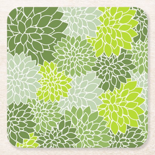 Dahlia-Blume, Muster von Blume, grüner Dahlia Rechteckiger Pappuntersetzer (Vorderseite)