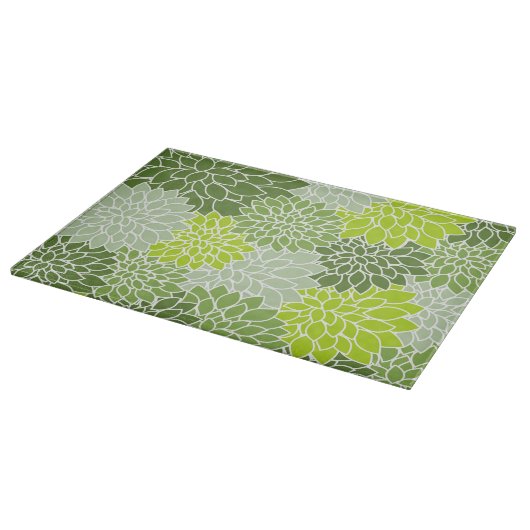Dahlia-Blume, Muster von Blume, grüner Dahlia Schneidebrett (Ecke)