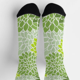 Dahlia-Blume, Muster von Blume, grüner Dahlia Socken