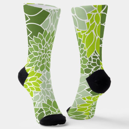Dahlia-Blume, Muster von Blume, grüner Dahlia Socken (Gewinkelt)
