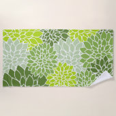 Dahlia-Blume, Muster von Blume, grüner Dahlia Strandtuch (Vorderseite)