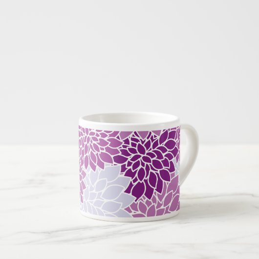 Dahlia-Blume, Muster von Blume, Lila Dahlia Espressotasse (Vorderseite Rechts)