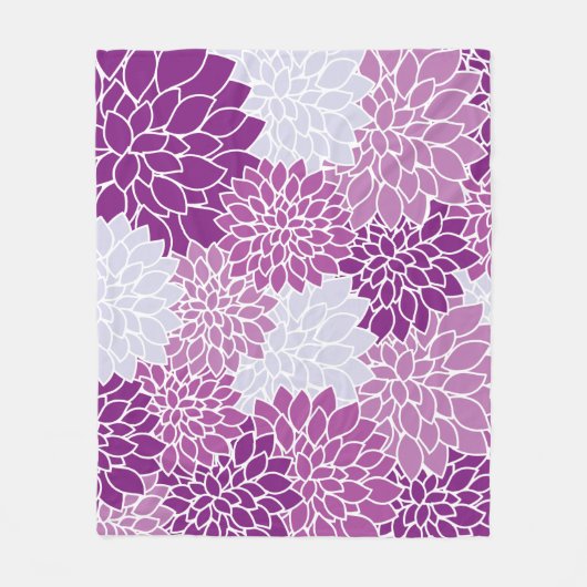 Dahlia-Blume, Muster von Blume, Lila Dahlia Fleecedecke (Vorderseite)