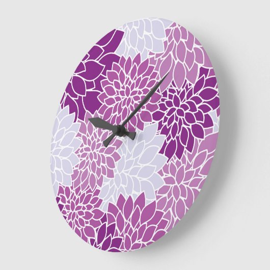 Dahlia-Blume, Muster von Blume, Lila Dahlia Große Wanduhr (Winkel)