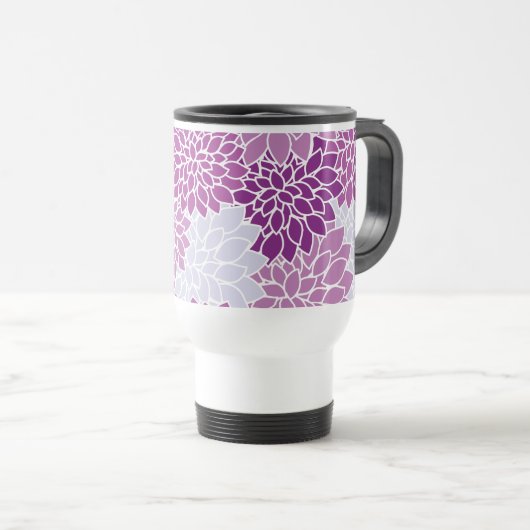 Dahlia-Blume, Muster von Blume, Lila Dahlia Reisebecher (VorderseiteRechts)