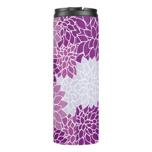 Dahlia-Blume, Muster von Blume, Lila Dahlia Thermosbecher (Rückseite)