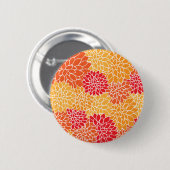 Dahlia-Blume, Muster von Blume, Orange Dahlia Button (Vorne & Hinten)