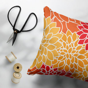 Dahlia-Blume, Muster von Blume, Orange Dahlia Dekokissen
