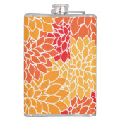 Dahlia-Blume, Muster von Blume, Orange Dahlia Flachmann (Rückseite)