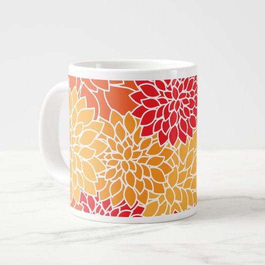 Dahlia-Blume, Muster von Blume, Orange Dahlia Jumbo-Tasse (Vorderseite Links)